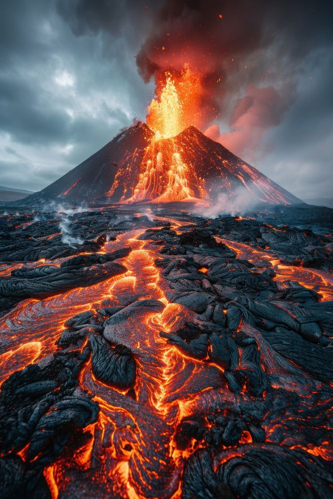 Magma em erupção — a energia que dá origem à estrutura sólida
